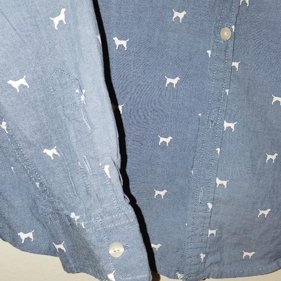 J. Khaki Youth Long Sleeve Button Up - Blue w/ Embroidered Dogs 163 - Picture 4 of 6